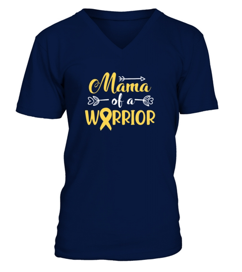 Mama of A Warrior Childhood Cancer V-Neck T-shirt
