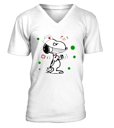 Nurse Snoopy And Woodstock V-Neck T-shirt