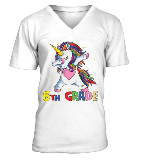 Ready To Crush 6th Grade Dabbing Unicorn V-Neck T-shirt