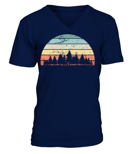 Retro Forestry Sunset Vintage forest Sunrise V-Neck T-shirt