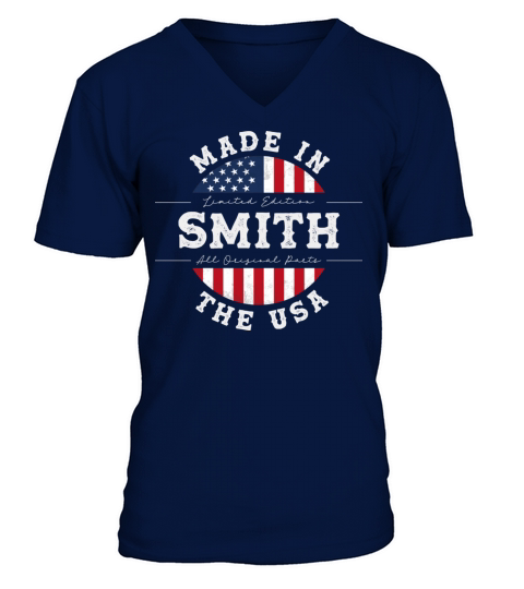 SMITH Name Patriotic American Made in The USA V-Neck T-shirt