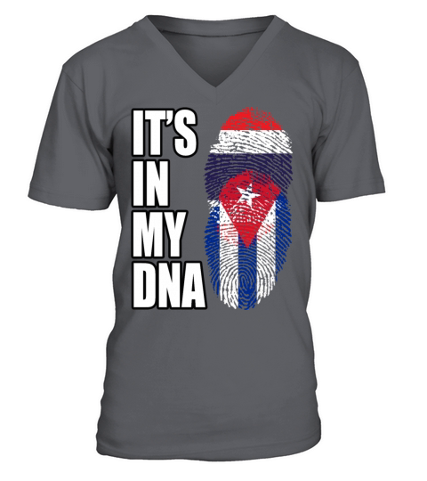 Thai And Cuban Vintage Heritage DNA Flag V-Neck T-shirt