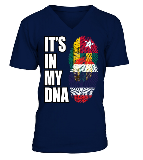 Togolese And Thai Mix Heritage DNA Flag V-Neck T-shirt