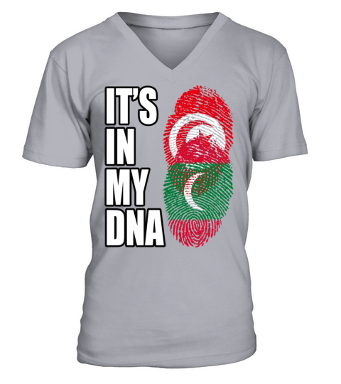 Tunisian And Maldivian Mix Heritage DNA Flag V-Neck T-shirt