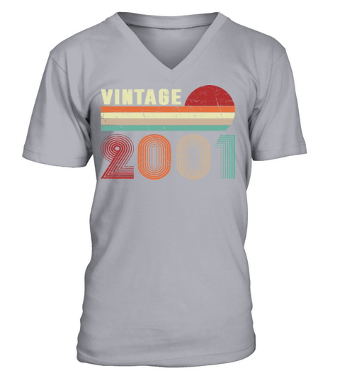 Vintage 2001 Boys Girls 21 Years Old 21st Birthday V-Neck T-shirt