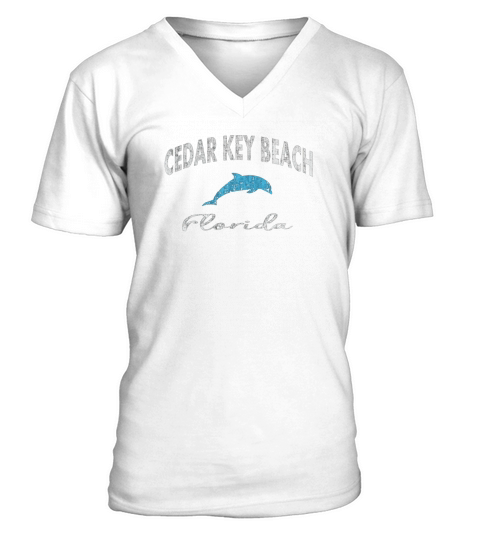 Vintage Dolphin Cedar Key Beach FL Distressed T Shirt V-Neck T-shirt