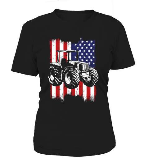 Farm Tractor Usa Flag Patriotic Vintage Women's T-Shirt