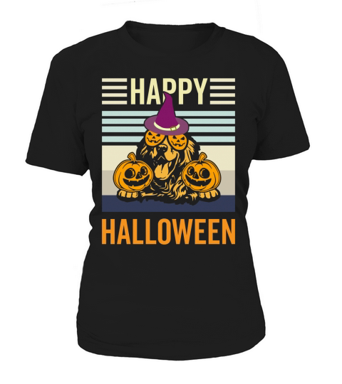 Golden Retriever Halloween Cape Funny Vintage Happy Halloween Women's T-Shirt