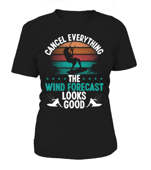 Kitesurfing Vintage Wind Forecast Kiteboarding Women's T-Shirt