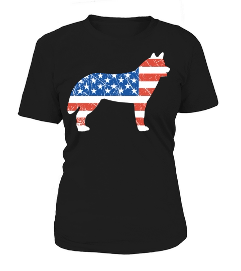 Siberian Husky American Flag Silhouette Vintage Women's T-Shirt