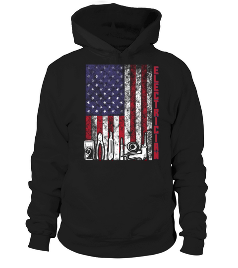 Vintage American Flag Electrician Hoodie Unisex