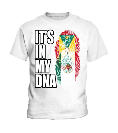 Grenadian And Mexican Mix Heritage DNA Flag Kids T-Shirt