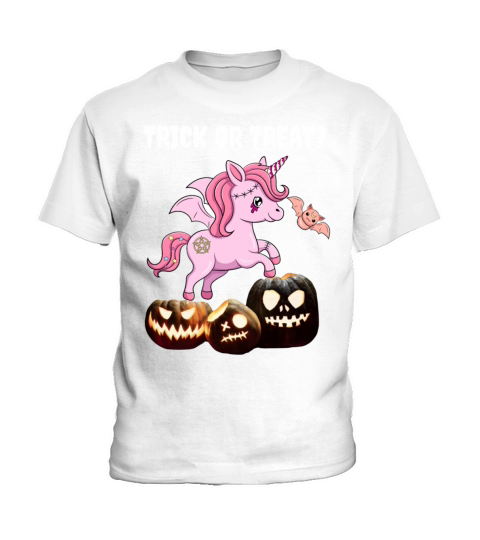 Halloween zombie unicorn pumkin trick or treat Kids T-Shirt