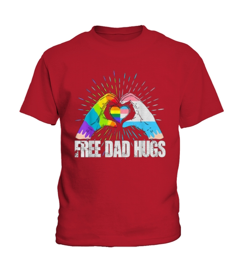 Official Free Dad Hugs Rainbow LGBT Trans Gay Pride Fathers Day Kids T-Shirt