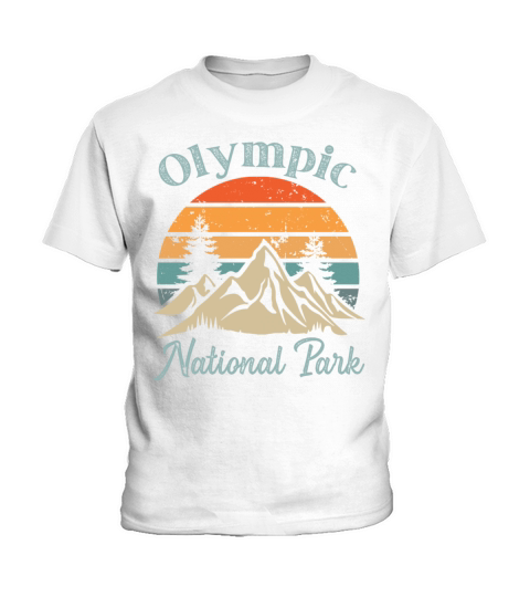 Olympic National Park Retro Vintage Mountain Sunse Kids T-Shirt