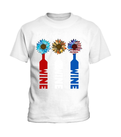 Red Wine Blue 4th Of July Kids T-Shirt