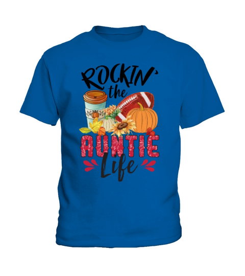 Rocking The Auntie Life Funny Pumpkin Football Kids T-Shirt