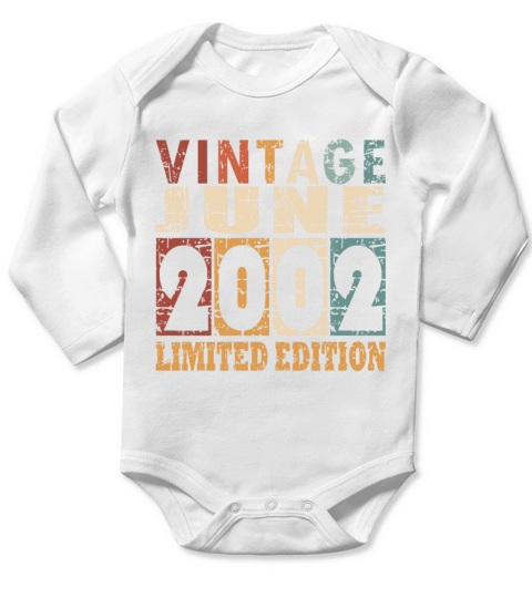 2002 vintage born in June gift Long Sleeve Baby One-Piece