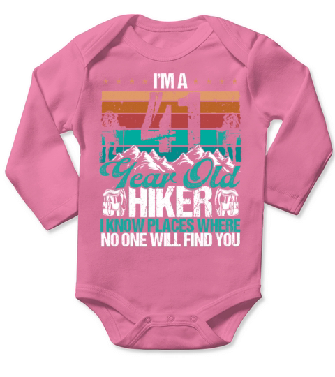 41 Birthday Hikers Vintage Mountains 41 Years Old Long Sleeve Baby One-Piece