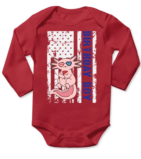 Axolotl America 4th of July Independence Day Long Sleeve Baby One-Piece