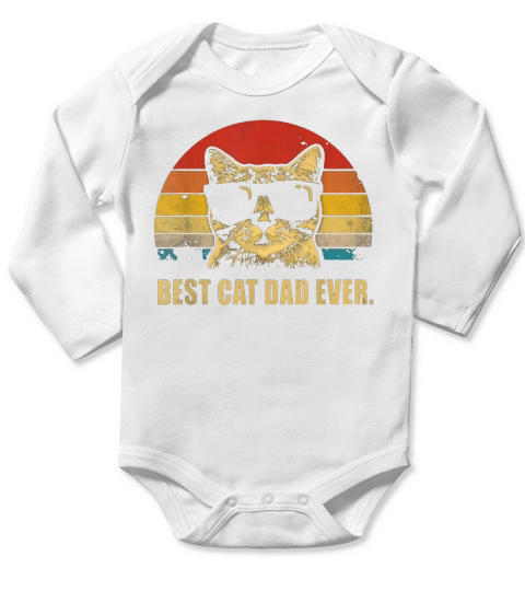 Best Cat Dad Ever Vintage fathes day Tshirt Long Sleeve Baby One-Piece