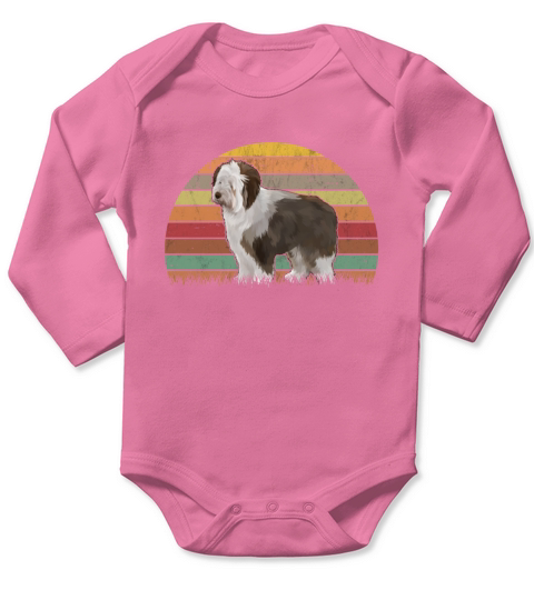 Bobtail Retro Old English Sheepdog Vintage Long Sleeve Baby One-Piece