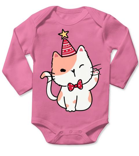 Cat Birthday Idea Girl Comic Cute Gifts Long Sleeve Baby One-Piece