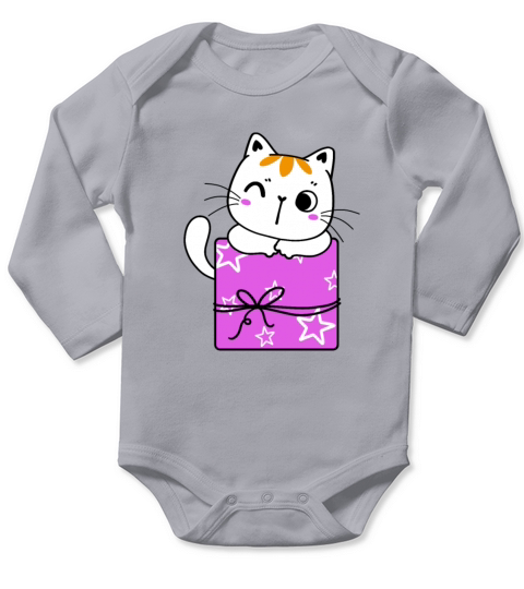 Cat Birthday Idea Girl Comic Cute Gifts Long Sleeve Baby One-Piece