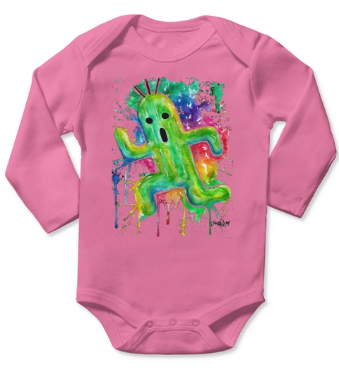Cute Cactuar Running Watercolor Final fantasy Jonny2may Awesome Long Sleeve Baby One-Piece
