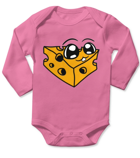 cute cute face alive cheese holes gauda comic cart Long Sleeve Baby One-Piece