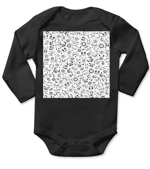 Cute Monster Pattern - Kid Friendly Abstract Long Sleeve Baby One-Piece