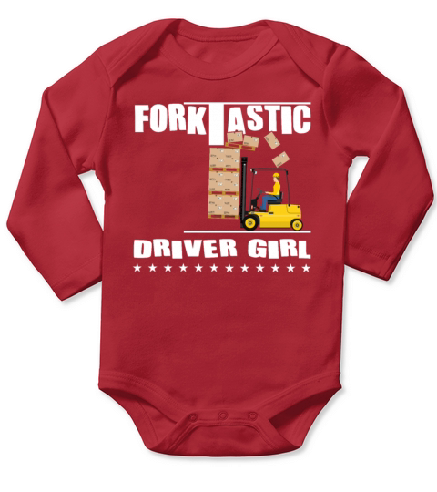 Forktastic Driver Girl - Funny Forklift Long Sleeve Baby One-Piece