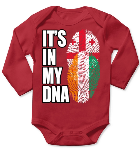 Georgian And Ivorian Mix Heritage DNA Flag Long Sleeve Baby One-Piece