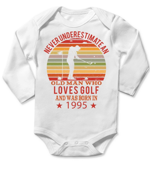 Golfing Golfplayers Vintage 1995 Birthday Long Sleeve Baby One-Piece