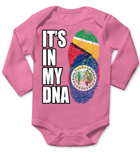 Guyanese And Belizean Mix Heritage DNA Flag Long Sleeve Baby One-Piece