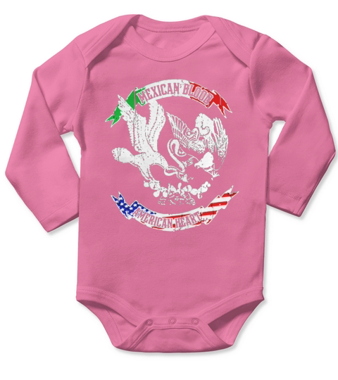 Mexican Blood American Heart Long Sleeve Baby One-Piece