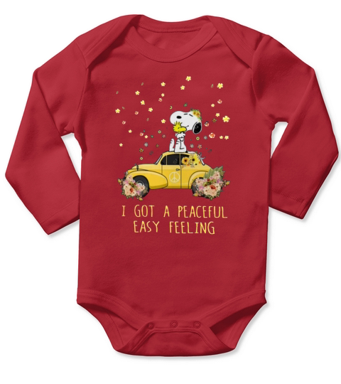 Peace Volkswagen Beetle Snoopy I Got A Peaceful Long Sleeve Baby One-Piece