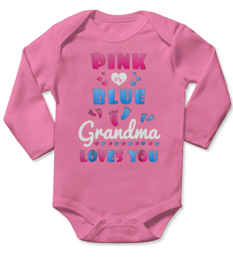 pink blue grandma love you Long Sleeve Baby One-Piece