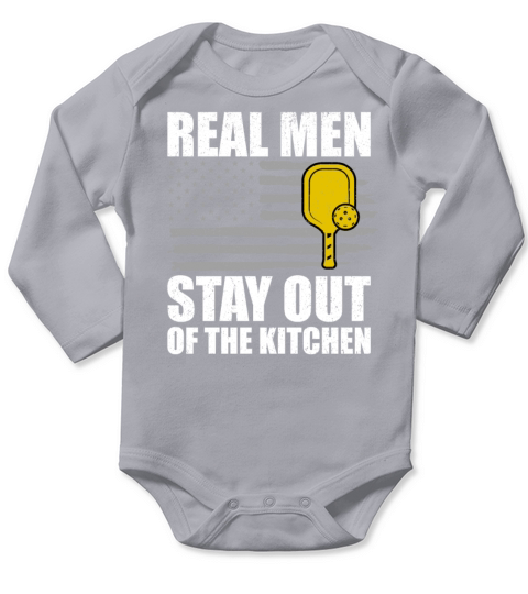 Real Men Stay Out Of The Kitchen American Flag Long Sleeve Baby One-Piece
