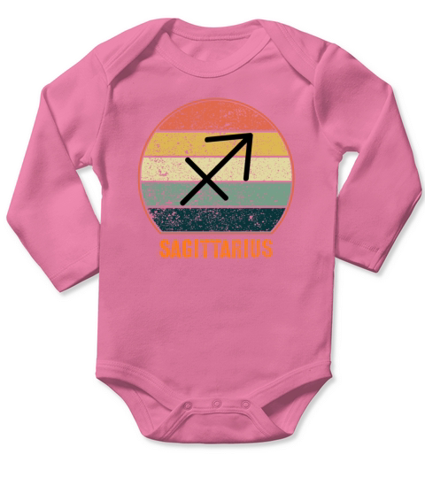 Sagittarius Zodiac Retro Vintage Style Design Long Sleeve Baby One-Piece