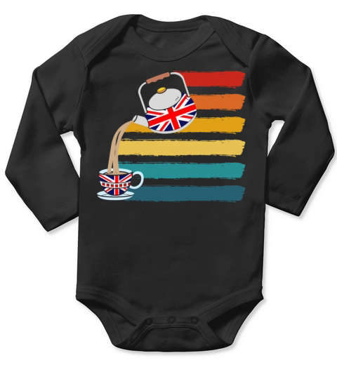 Union Jack Flag with Tea cup Long Sleeve Baby One-Piece