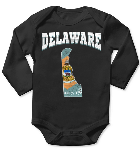 US America State Flag Land Map Delaware Long Sleeve Baby One-Piece