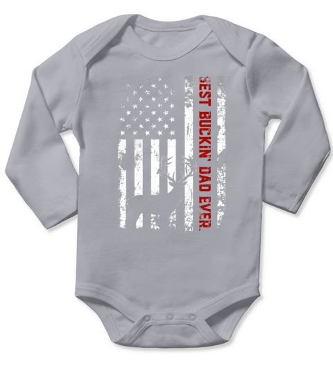 USA Flag Best Buckin’ Dad Ever Deer Hunting Fathers Day Long Sleeve Baby One-Piece
