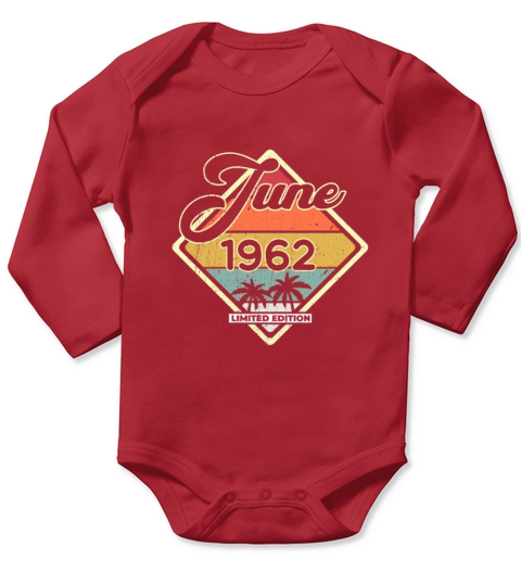 Vintage 60th Birthday June 1962 Sports Gift Long Sleeve Baby One-Piece