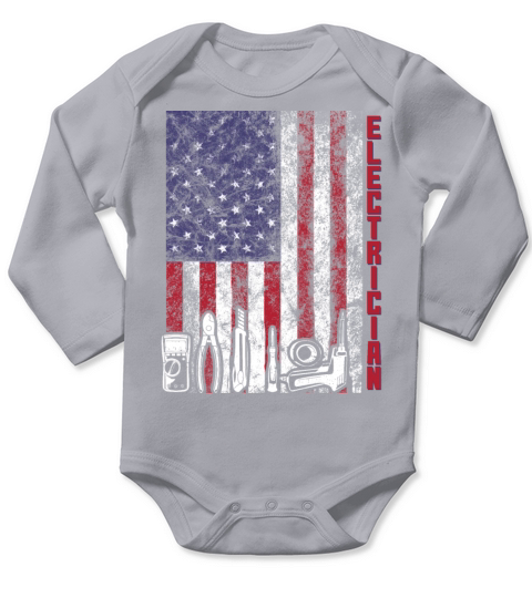 Vintage American Flag Electrician Long Sleeve Baby One-Piece
