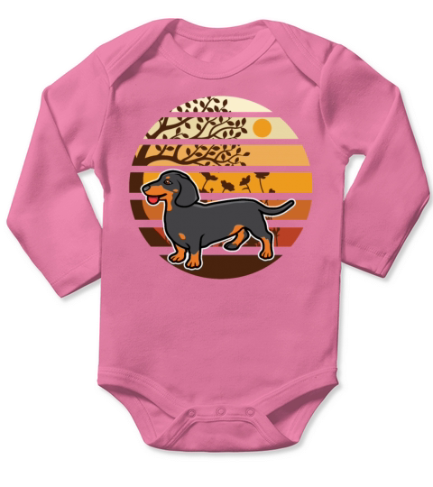 Vintage Dachshund Weiner Sausage Dog Animal Lover Long Sleeve Baby One-Piece
