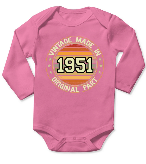 Vintage Made In 1951 Original Part Birthday 1951 Long Sleeve Baby One-Piece
