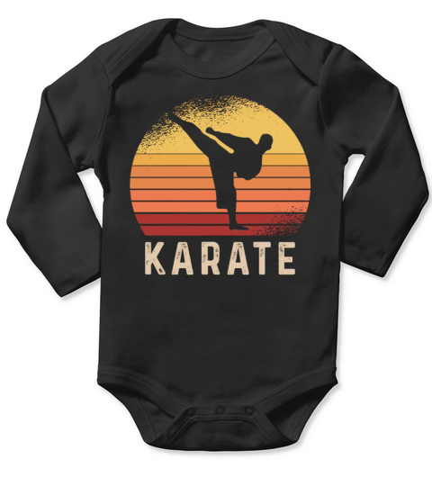 Vintage Retro Karate Long Sleeve Baby One-Piece