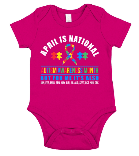 April Is National Autism Awareness Month Rainbow Short Sleeve Baby One-Piece