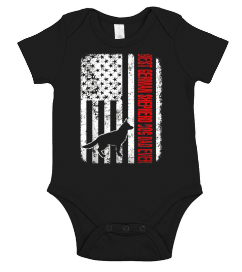 Best German Shepherd Dog Dad Ever American Flag shirt Short Sleeve Baby One-Piece